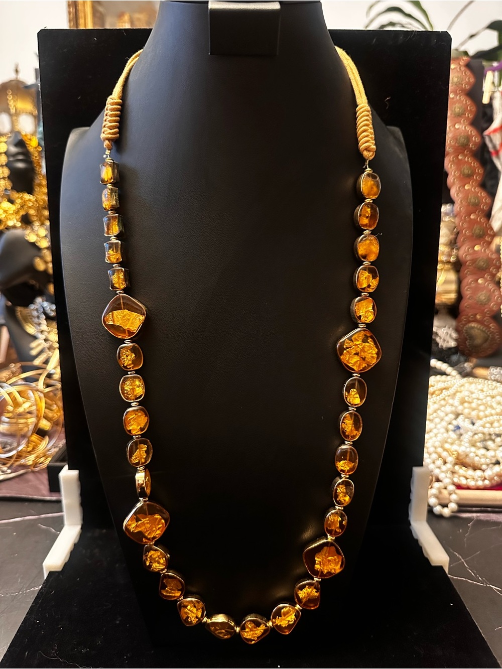 Chico’s Golden Glow Elegant statement Necklace 34”